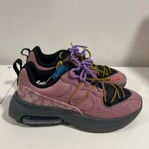 Pink and Black Athletic Sneakers with Purple Accents